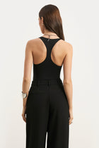 Scoop Neck Racer Bodysuit - Black
