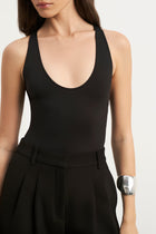 Scoop Neck Racer Bodysuit - Black