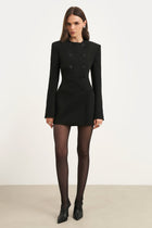 Tailored Collarless Blazer Dress - Black