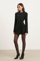 Tailored Collarless Blazer Dress - Black