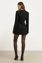 Tailored Collarless Blazer Dress - Black