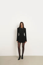 Tailored Collarless Blazer Dress - Black
