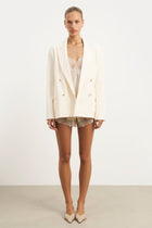 Dropped Waist Double Breasted Blazer - Cream