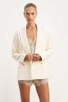 Dropped Waist Double Breasted Blazer - Cream
