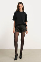 Satin Lace Detail Shorts - Black
