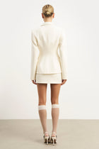 Single Breasted Cinched Waist Blazer - Cream