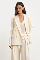 Pleated Ultra Wide Leg Trousers - Cream