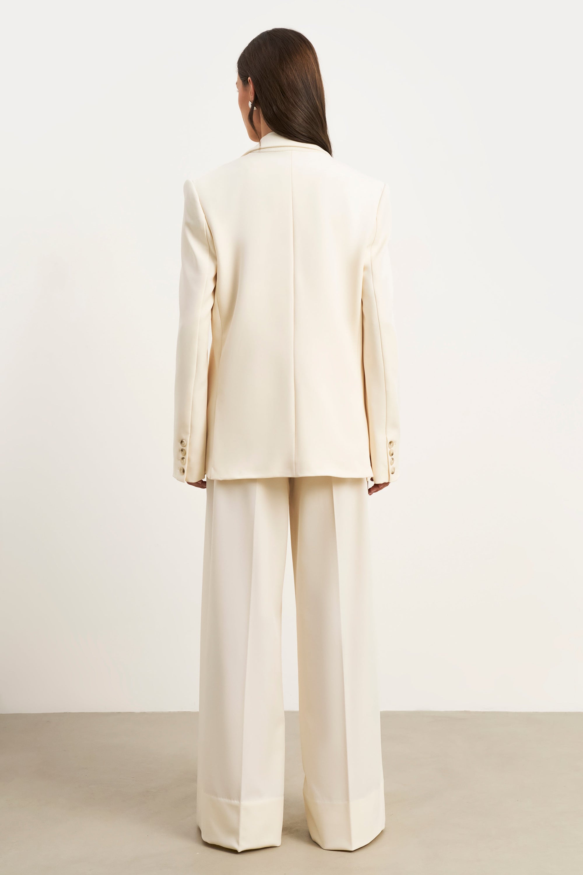 Pleated Ultra Wide Leg Trousers - Cream