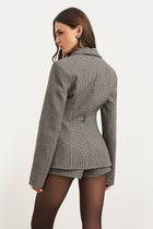 Tailored Mid Rise Micro Shorts - Houndstooth