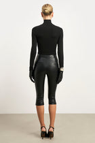Semi Sheer High Neck Longsleeve Top -  Black