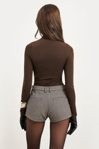 Tailored Mid Rise Micro Shorts - Houndstooth