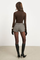 Tailored Mid Rise Micro Shorts - Houndstooth