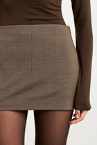 Clean Cut Micro Skirt - Carob Check