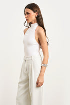High Neck Halter Bodysuit - White
