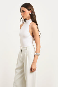 High Neck Halter Bodysuit - White