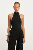 High Neck Halter Bodysuit - Black