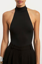 High Neck Halter Bodysuit - Black