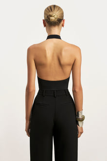 High Neck Halter Bodysuit - Black