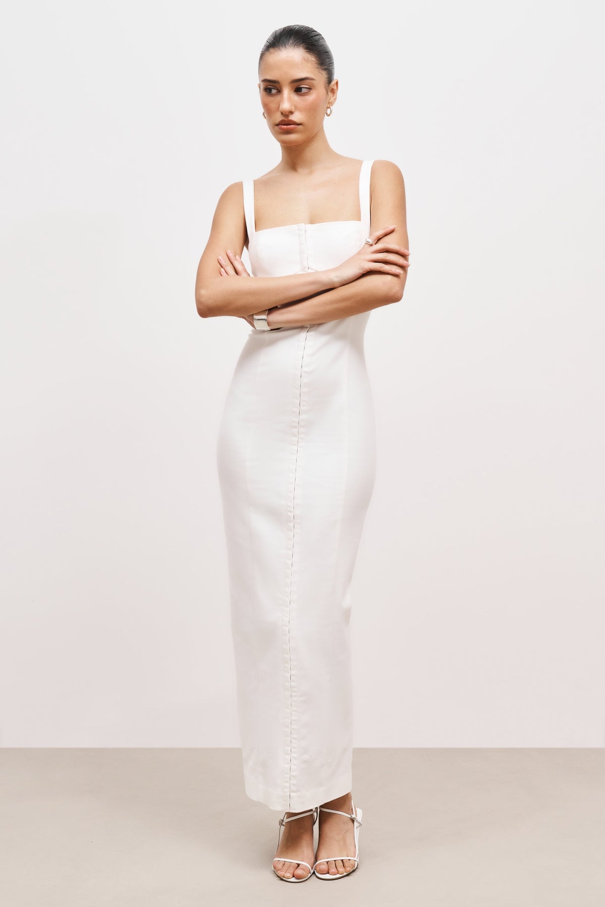 Square Neck Corset Maxi Dress - Ivory