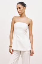 Strapless Linen A Line Bodice - White