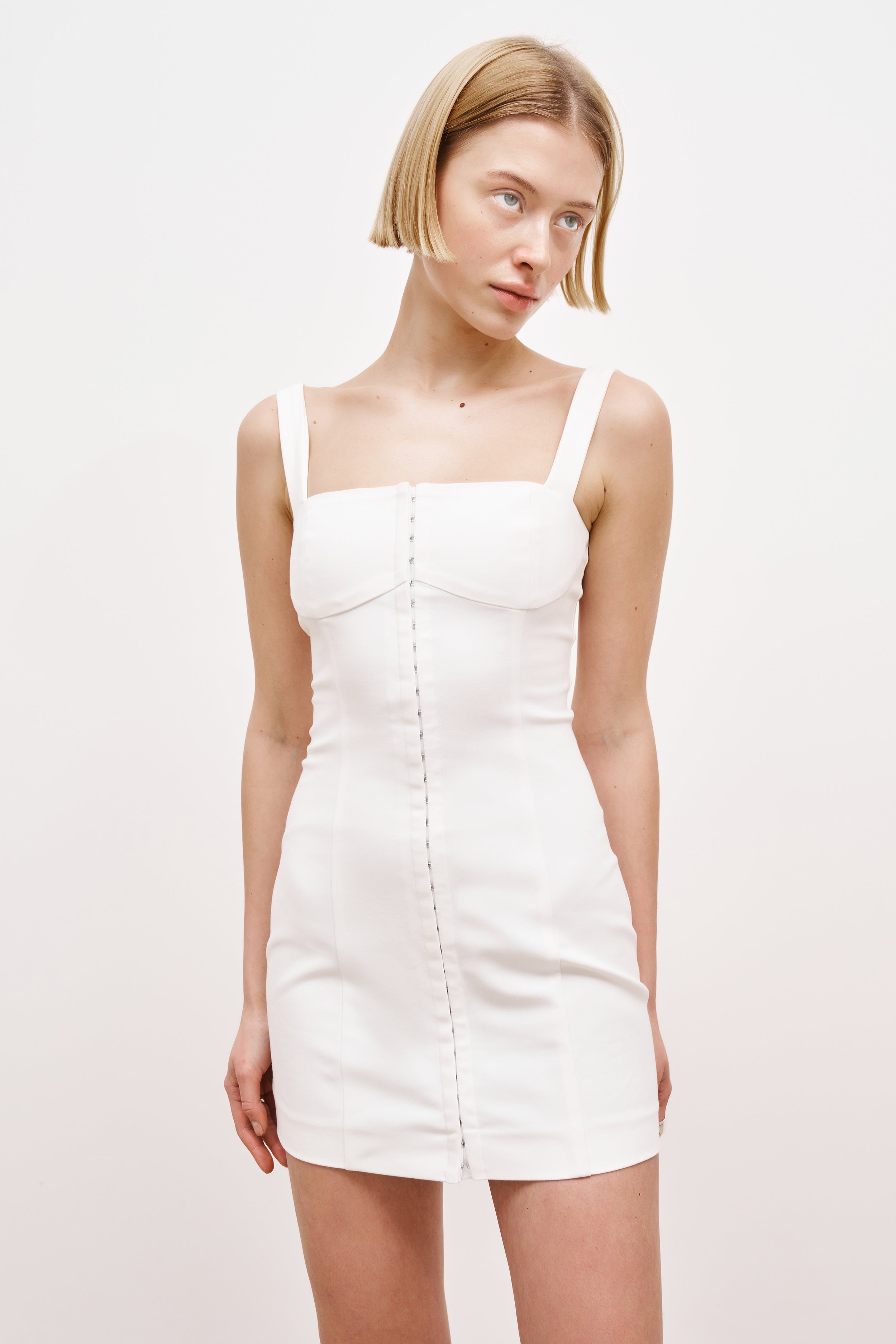 Square Neck Mini Dress - Ivory