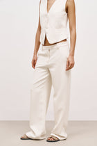 Draped Mid Rise Trousers - Cream