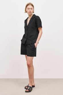 Linen Drawstring Shorts - Black