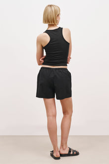 Linen Drawstring Shorts - Black