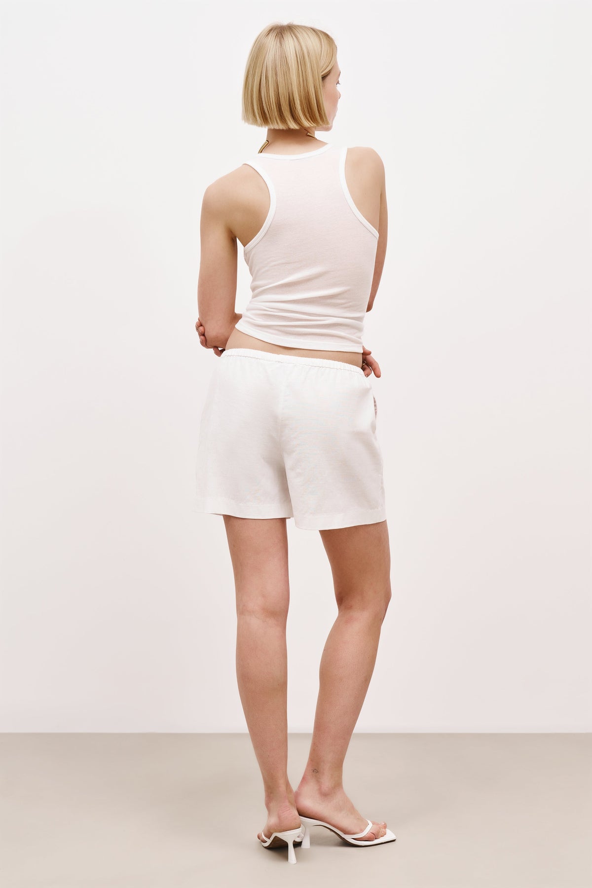 Linen Drawstring Shorts - White