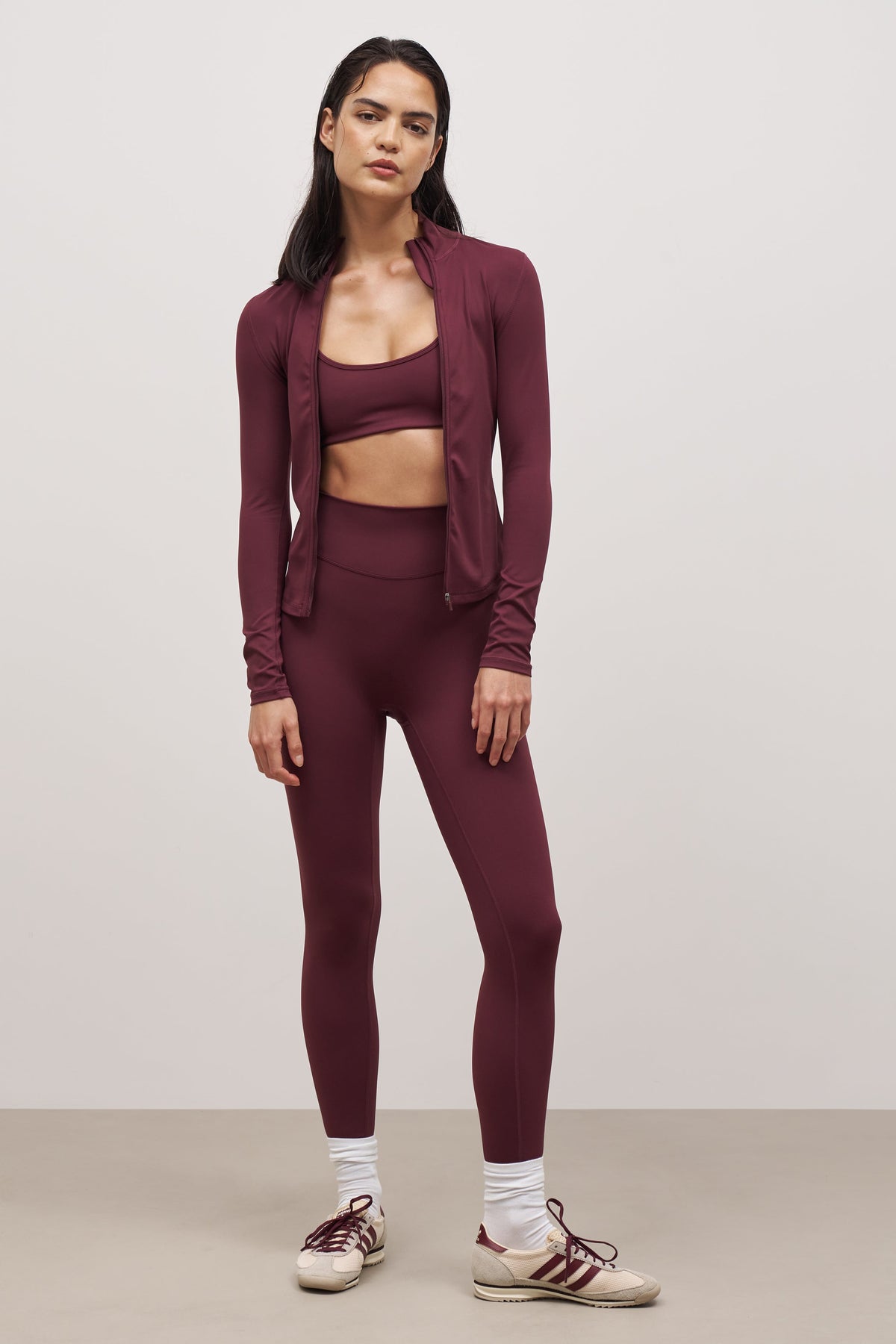 Base Sculpting Zip Up Jacket - Merlot