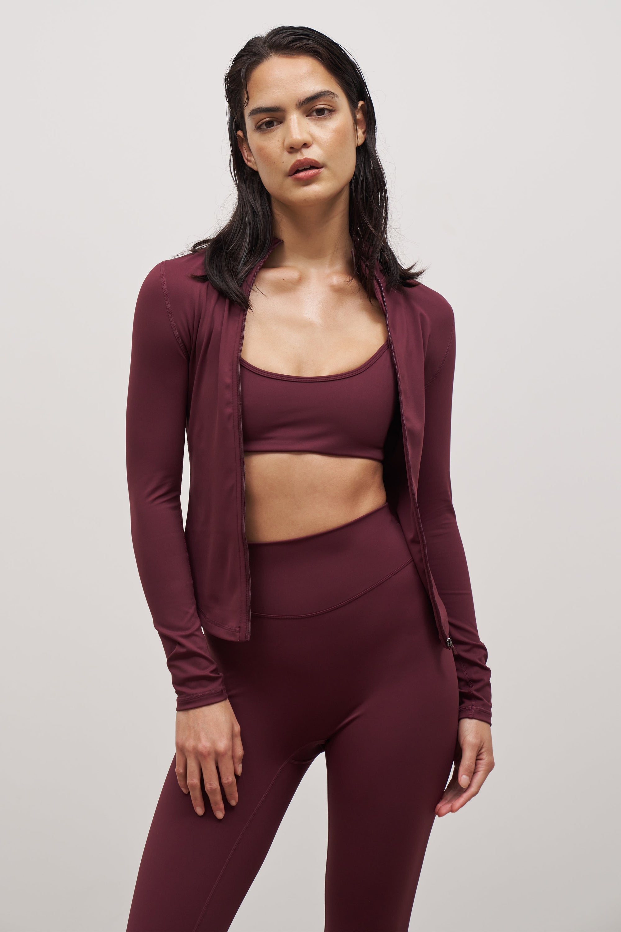 Base Sculpting Zip Up Jacket - Merlot