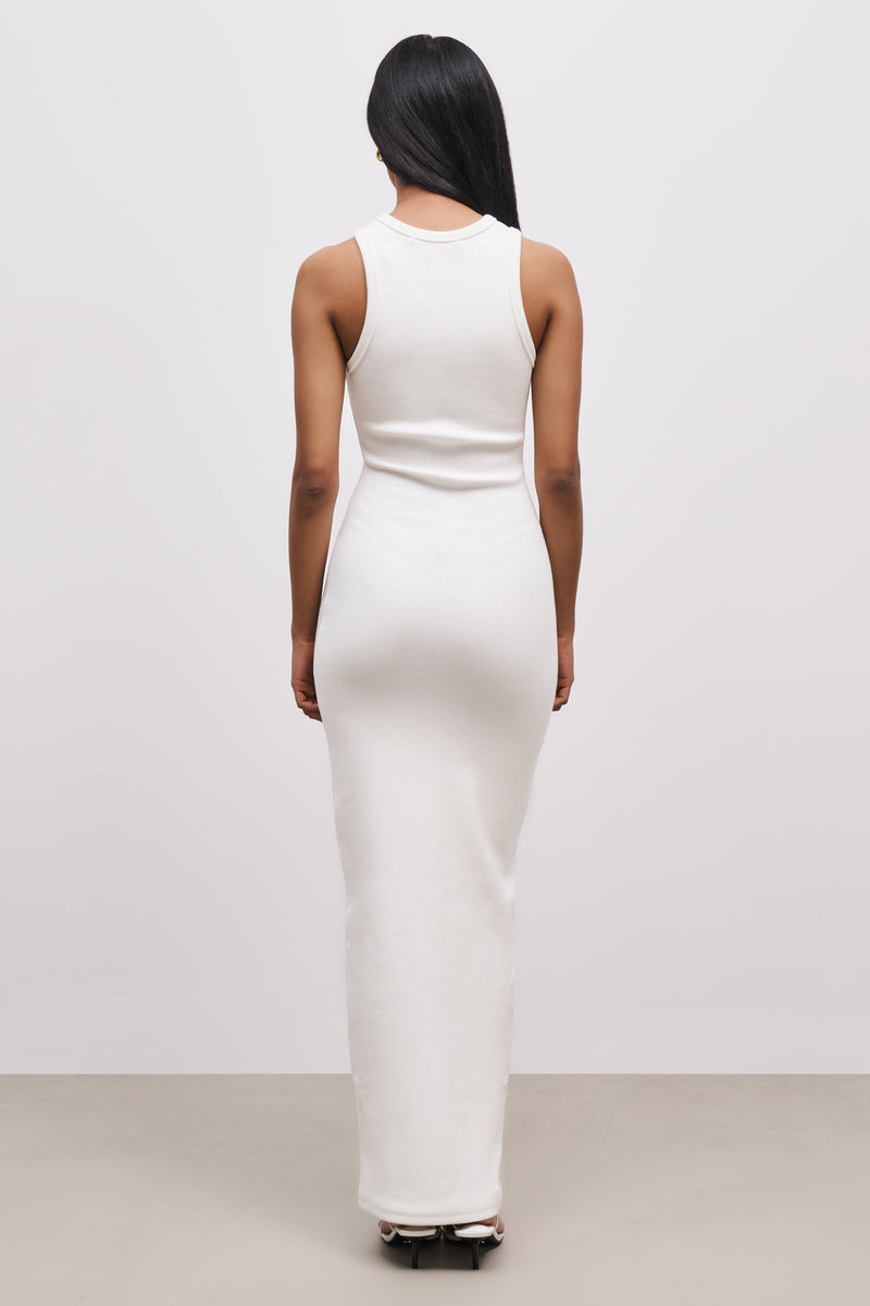 Heavy Ribbed Racer Maxi Dress - Ivory