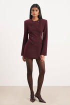 Tailored Collarless Blazer Dress - Mulberry
