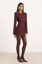 Tailored Collarless Blazer Dress - Mulberry