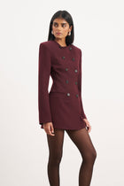 Tailored Collarless Blazer Dress - Mulberry