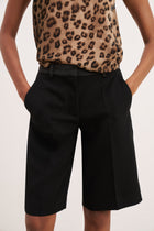 Satin Detail Longline Shorts - Black