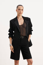 Sheer Plunge U Neck Tank Top - Black
