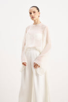 Sheer Chiffon Cape Blouse - Cream