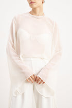 Sheer Chiffon Cape Blouse - Cream