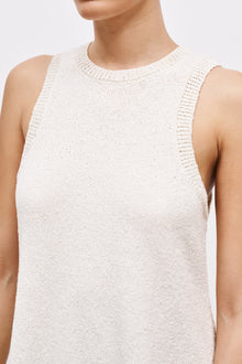 Crochet Knit Split Hem Tunic - Cream