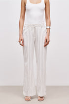 Tailored Linen Trousers - Cream/Black