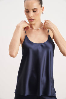 Satin Scoop Neck Camisole - Navy