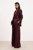 Pleated Ultra Wide Leg Trousers - Mulberry