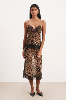 Chiffon Lace Detail Camisole - Leopard Print