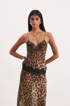 Chiffon Lace Detail Camisole - Leopard Print
