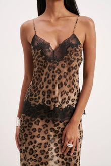 Chiffon Lace Detail Camisole - Leopard Print