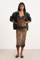 Chiffon Lace Detail Camisole - Leopard Print
