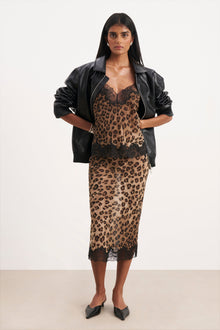 Chiffon Lace Detail Camisole - Leopard Print