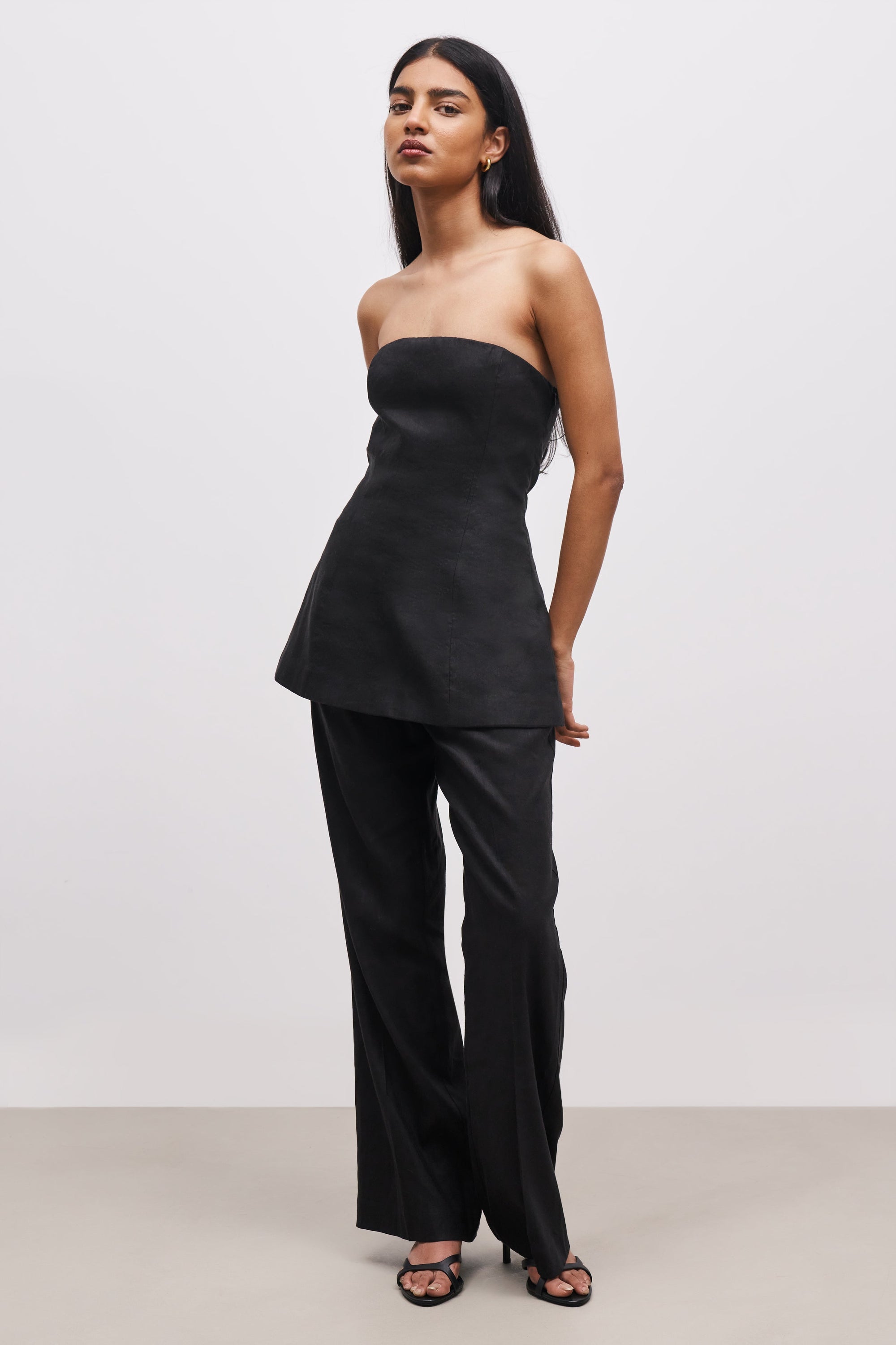 Strapless Linen A Line Bodice - Black