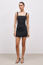 Square Neck Mini Dress - Black